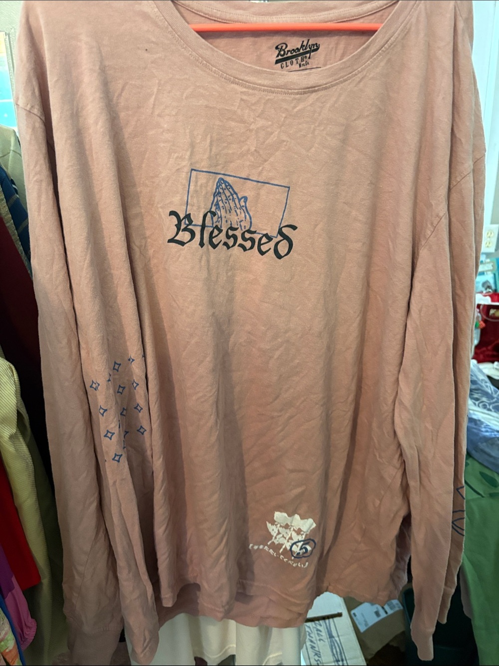 Brooklyn Cloth Dusty Pink 'Blessed' Long-Sleeve Tee 4x